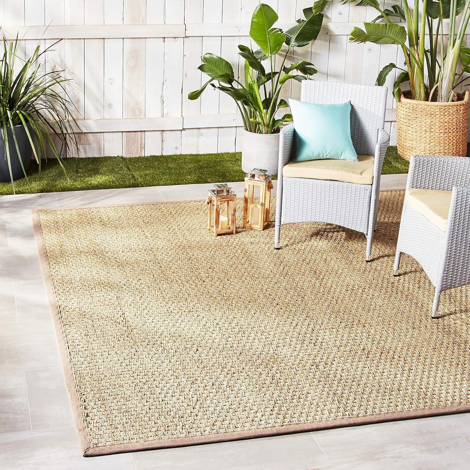 image:imageSAFAVIEH Area Rug 8x10 Natural Fiber Collection Large Natural amp Beige Seagrass Basketweave Pattern NF114ANaturalGrey