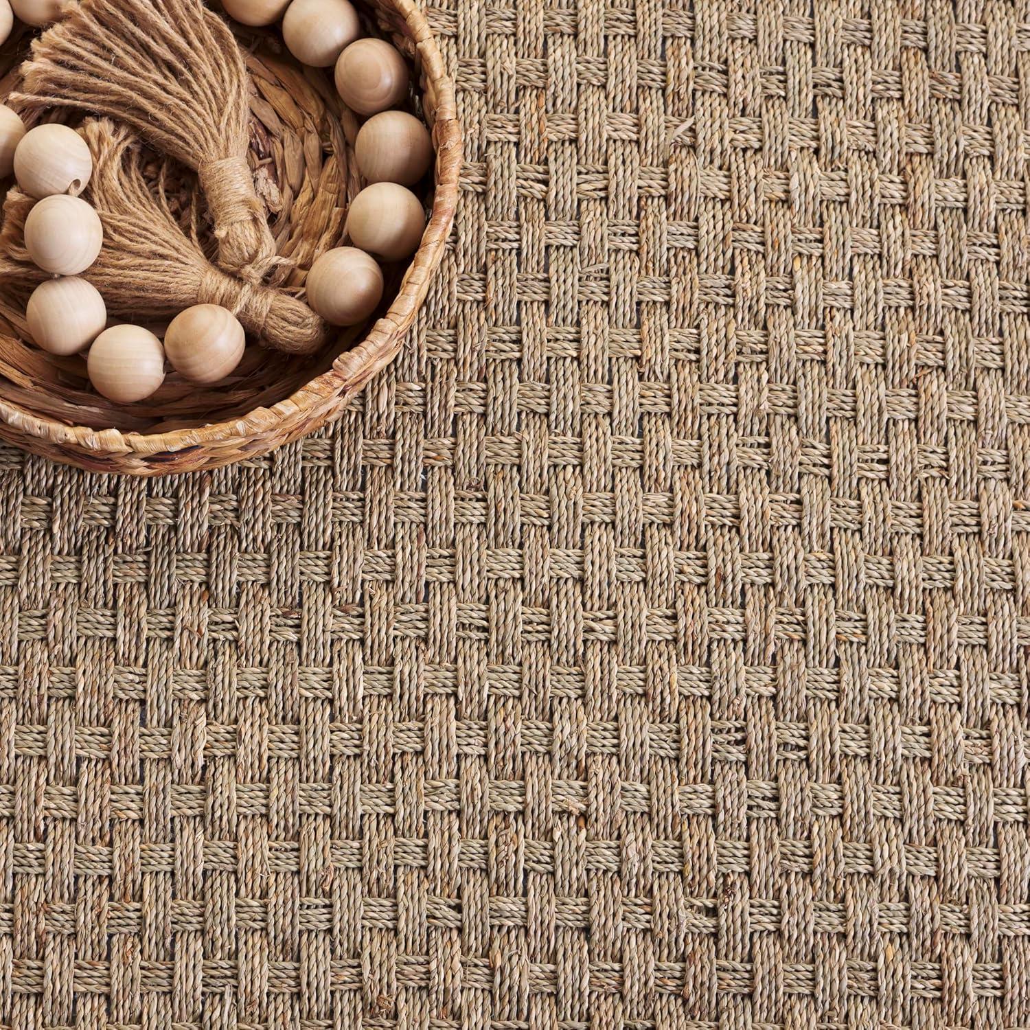 image:imageSAFAVIEH Area Rug 8x10 Natural Fiber Collection Large Natural amp Beige Seagrass Basketweave Pattern NF114ANaturalGrey