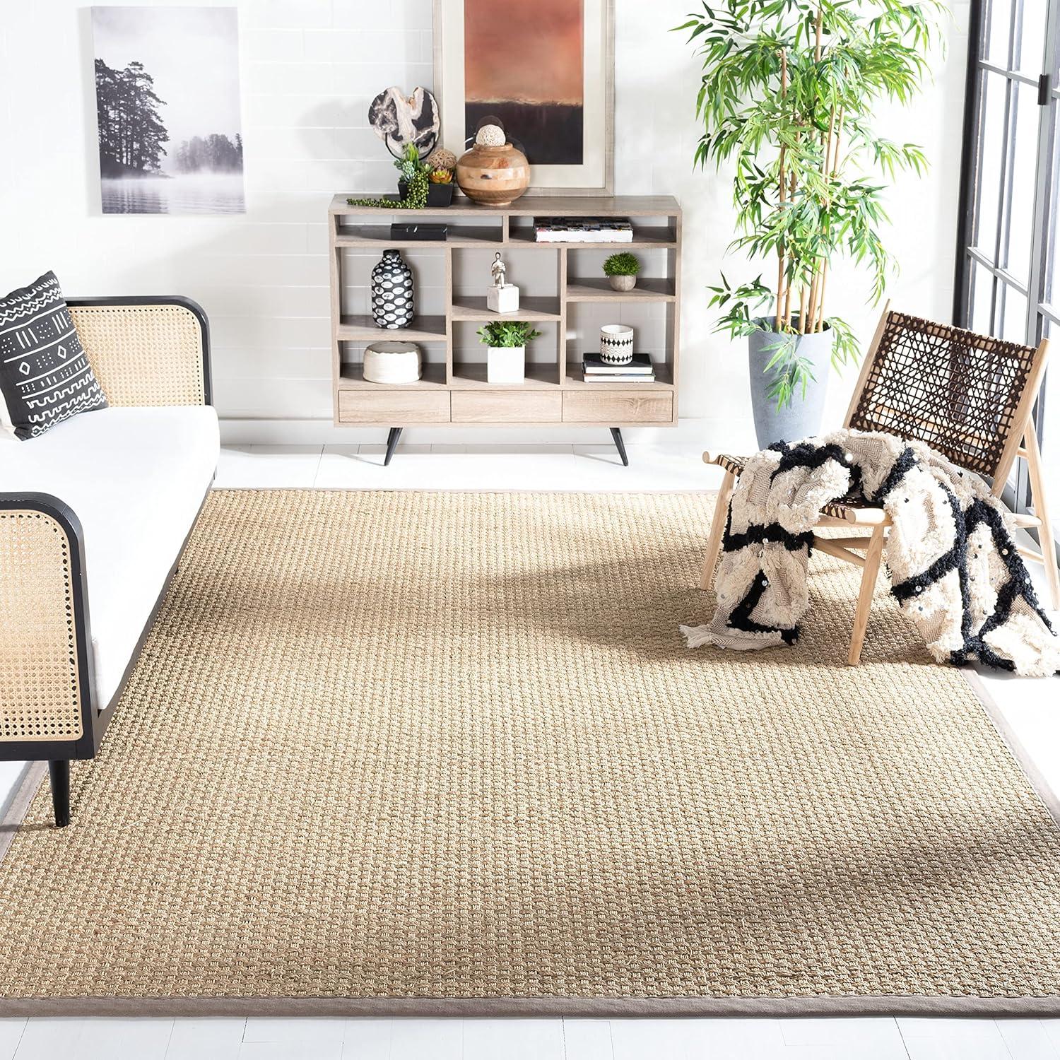image:imageSAFAVIEH Area Rug 8x10 Natural Fiber Collection Large Natural amp Beige Seagrass Basketweave Pattern NF114ANaturalGrey