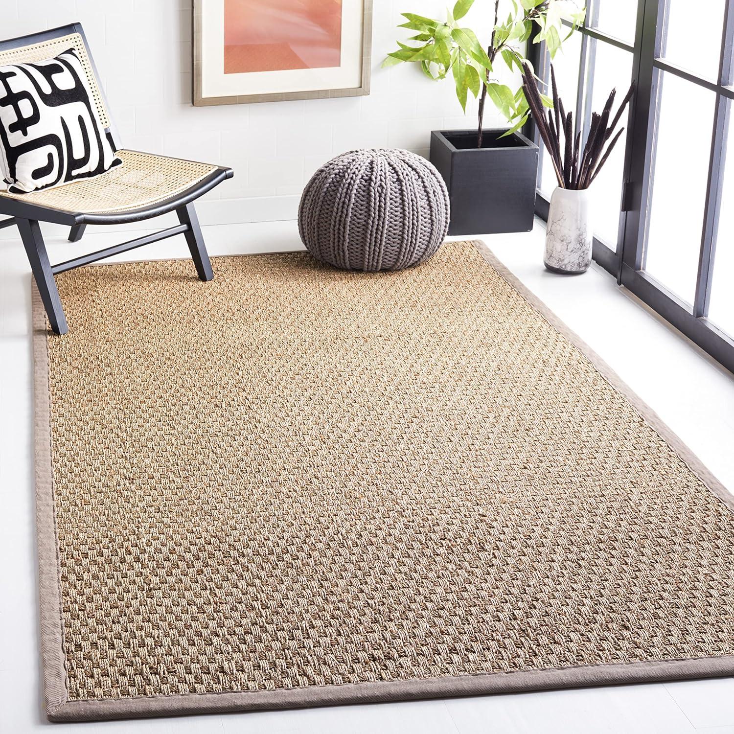 image:imageSAFAVIEH Area Rug 8x10 Natural Fiber Collection Large Natural amp Beige Seagrass Basketweave Pattern NF114ANaturalGrey