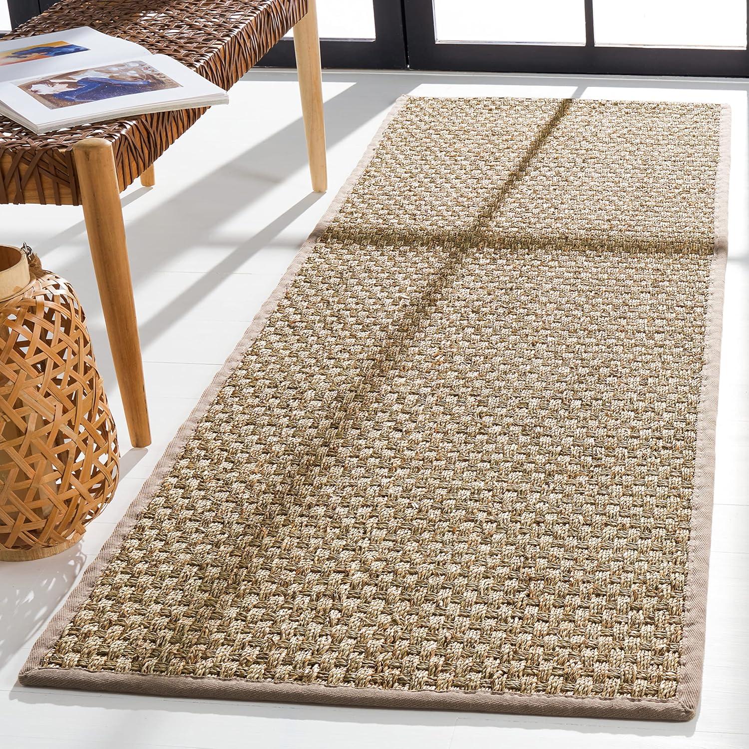 image:imageSAFAVIEH Area Rug 8x10 Natural Fiber Collection Large Natural amp Beige Seagrass Basketweave Pattern NF114ANaturalGrey