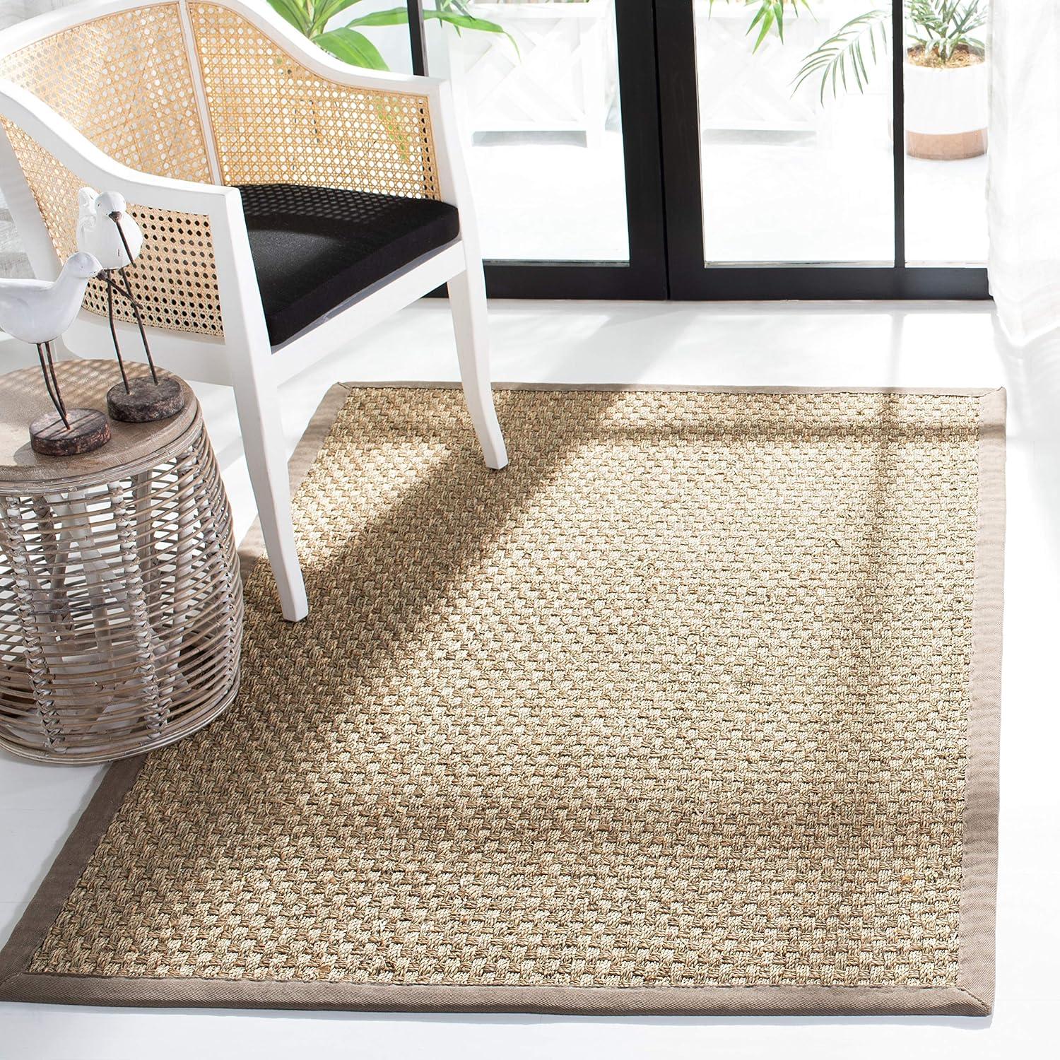 image:imageSAFAVIEH Area Rug 8x10 Natural Fiber Collection Large Natural amp Beige Seagrass Basketweave Pattern NF114ANaturalGrey