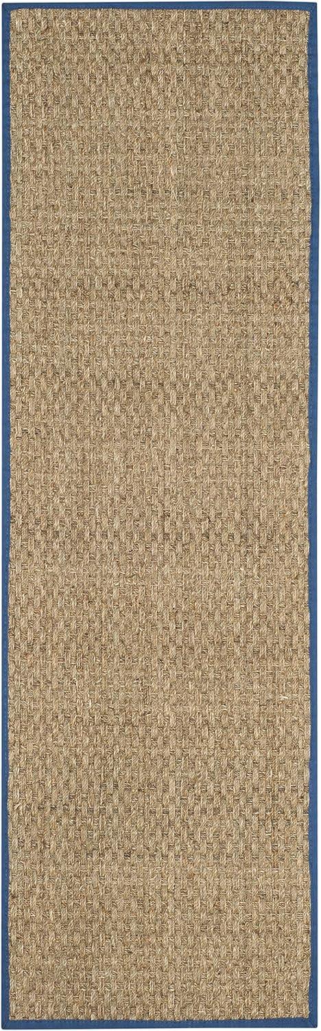 image:imageSAFAVIEH Area Rug 8x10 Natural Fiber Collection Large Natural amp Beige Seagrass Basketweave Pattern NF114ANaturalLight Navy
