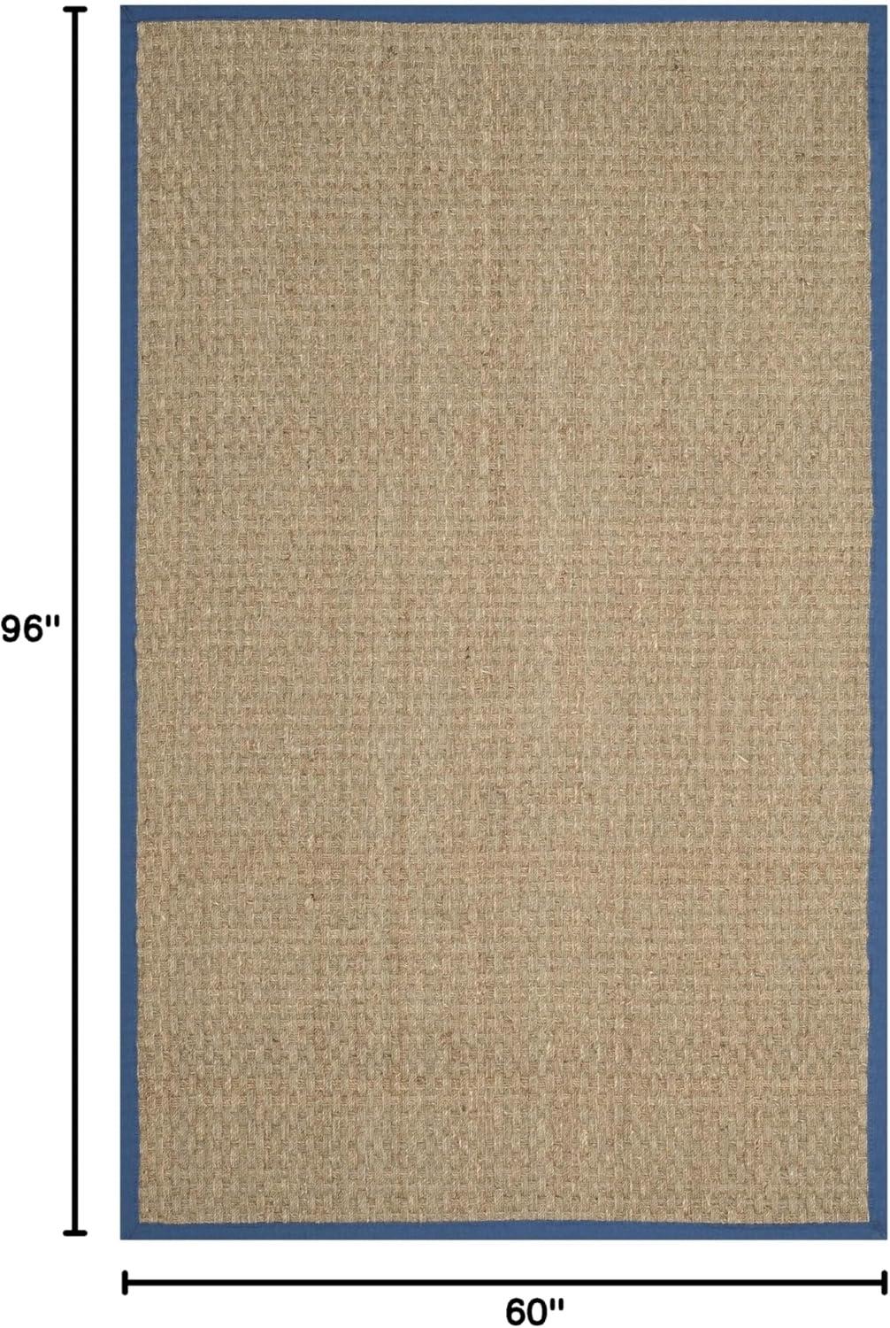 image:imageSAFAVIEH Area Rug 8x10 Natural Fiber Collection Large Natural amp Beige Seagrass Basketweave Pattern NF114ANaturalLight Navy