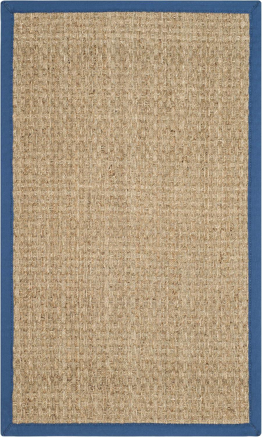 image:imageSAFAVIEH Area Rug 8x10 Natural Fiber Collection Large Natural amp Beige Seagrass Basketweave Pattern NF114ANaturalLight Navy
