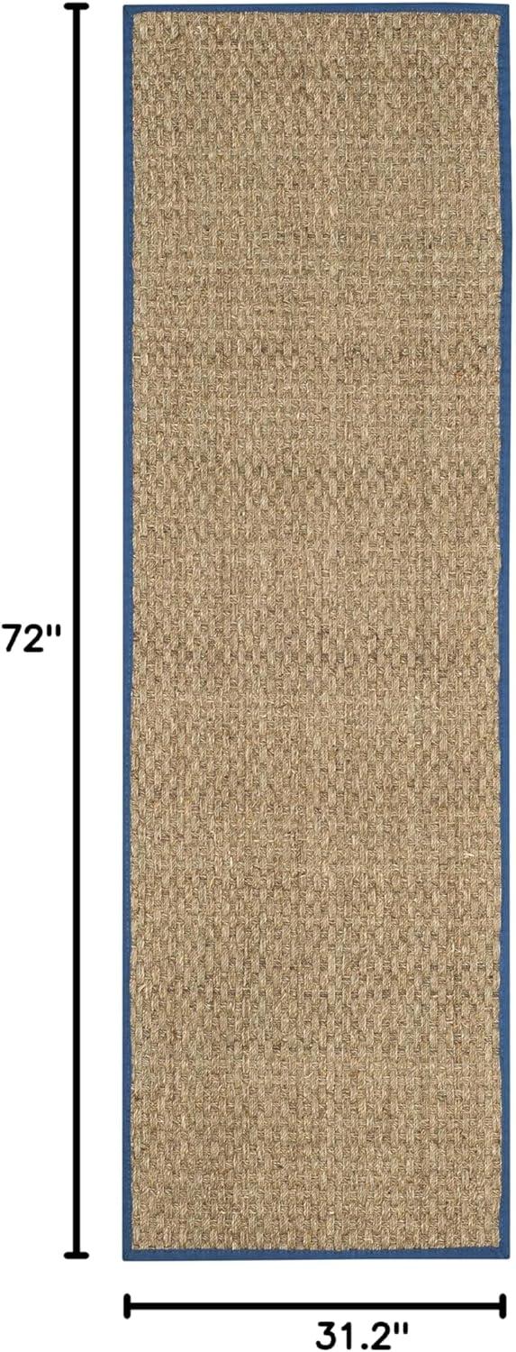 image:imageSAFAVIEH Area Rug 8x10 Natural Fiber Collection Large Natural amp Beige Seagrass Basketweave Pattern NF114ANaturalLight Navy