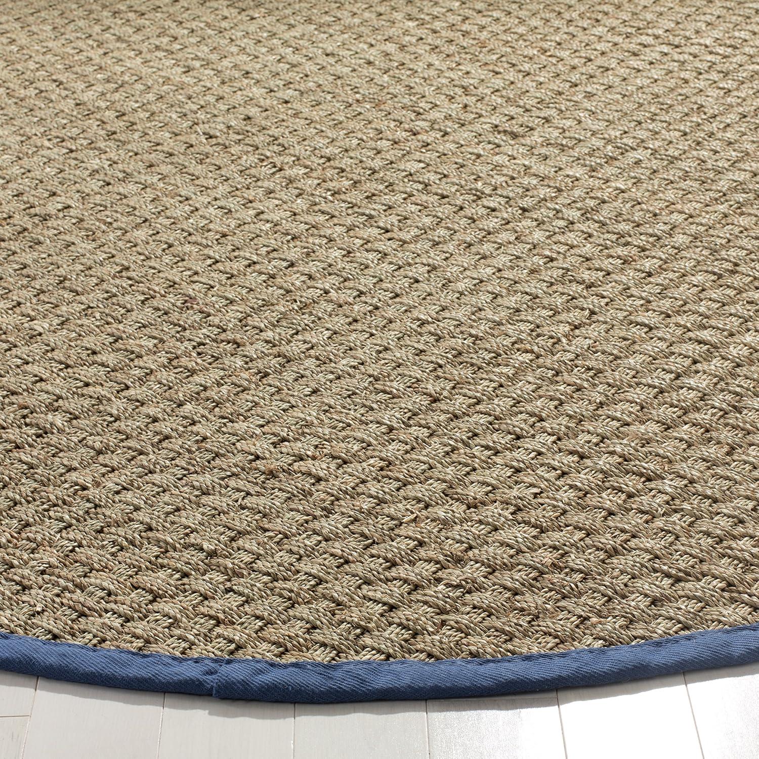 image:imageSAFAVIEH Area Rug 8x10 Natural Fiber Collection Large Natural amp Beige Seagrass Basketweave Pattern NF114ANaturalLight Navy