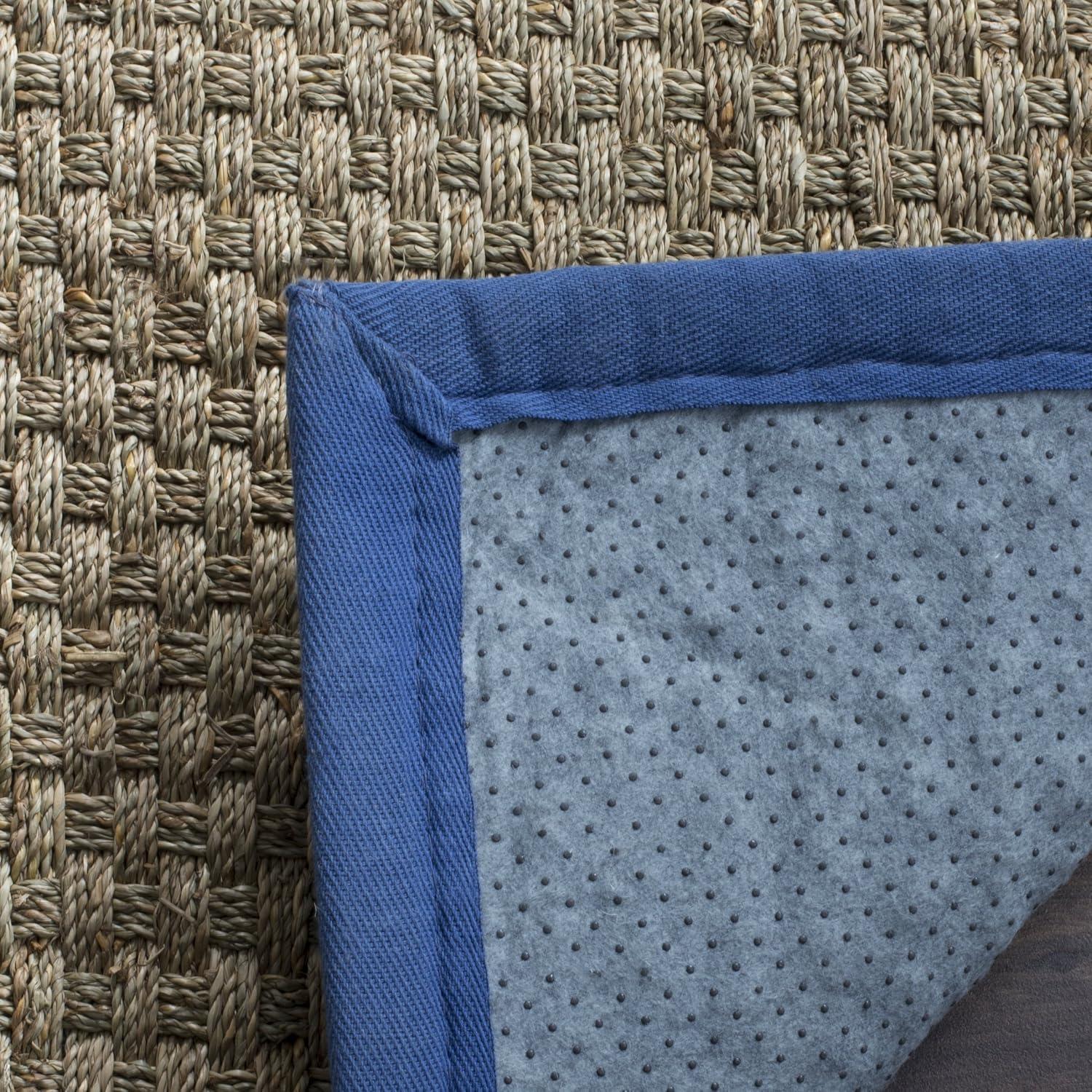image:imageSAFAVIEH Area Rug 8x10 Natural Fiber Collection Large Natural amp Beige Seagrass Basketweave Pattern NF114ANaturalLight Navy