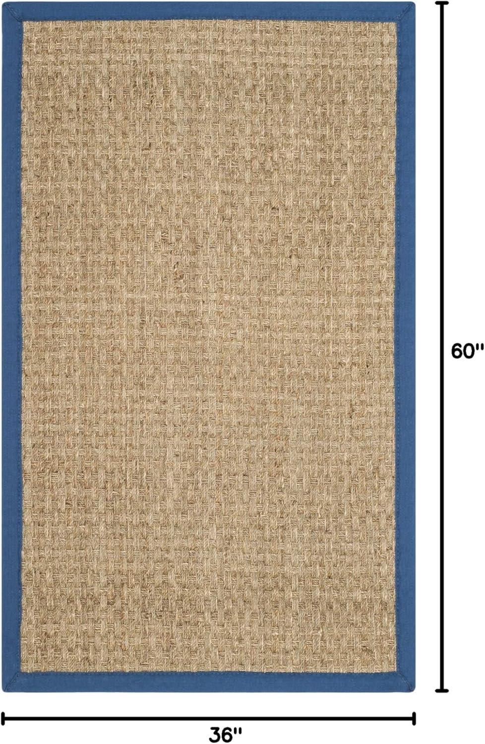 image:imageSAFAVIEH Area Rug 8x10 Natural Fiber Collection Large Natural amp Beige Seagrass Basketweave Pattern NF114ANaturalLight Navy