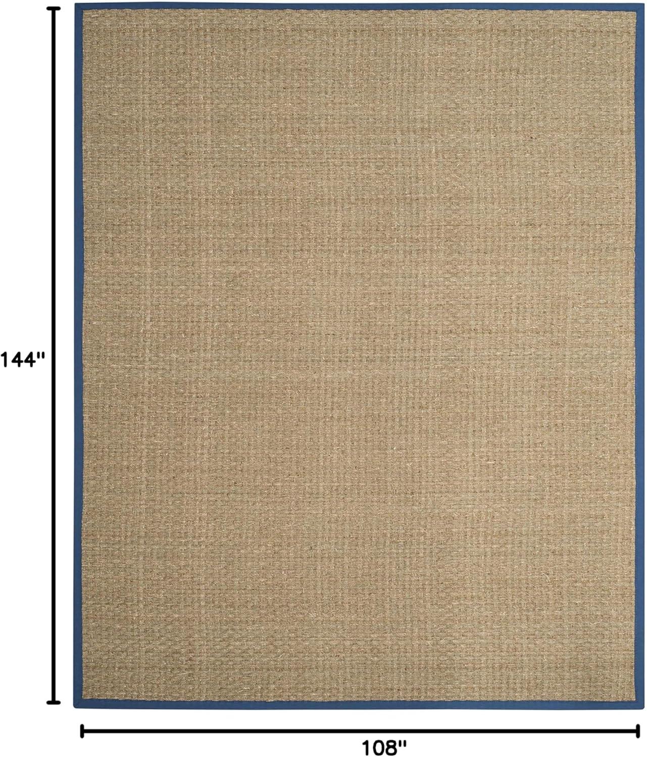 image:imageSAFAVIEH Area Rug 8x10 Natural Fiber Collection Large Natural amp Beige Seagrass Basketweave Pattern NF114ANaturalLight Navy