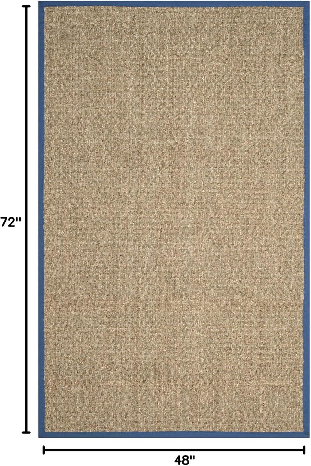 image:imageSAFAVIEH Area Rug 8x10 Natural Fiber Collection Large Natural amp Beige Seagrass Basketweave Pattern NF114ANaturalLight Navy