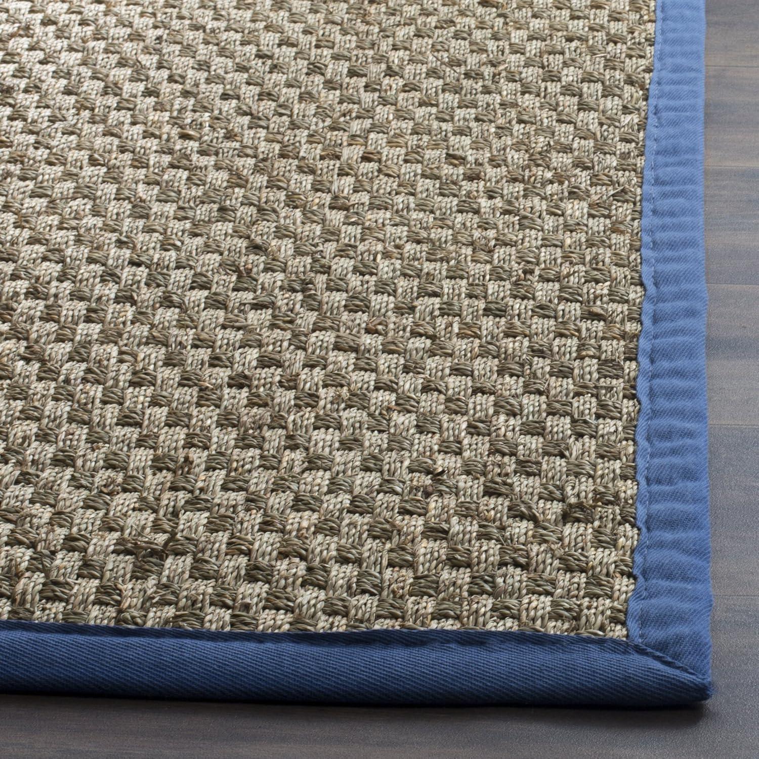 image:imageSAFAVIEH Area Rug 8x10 Natural Fiber Collection Large Natural amp Beige Seagrass Basketweave Pattern NF114ANaturalLight Navy