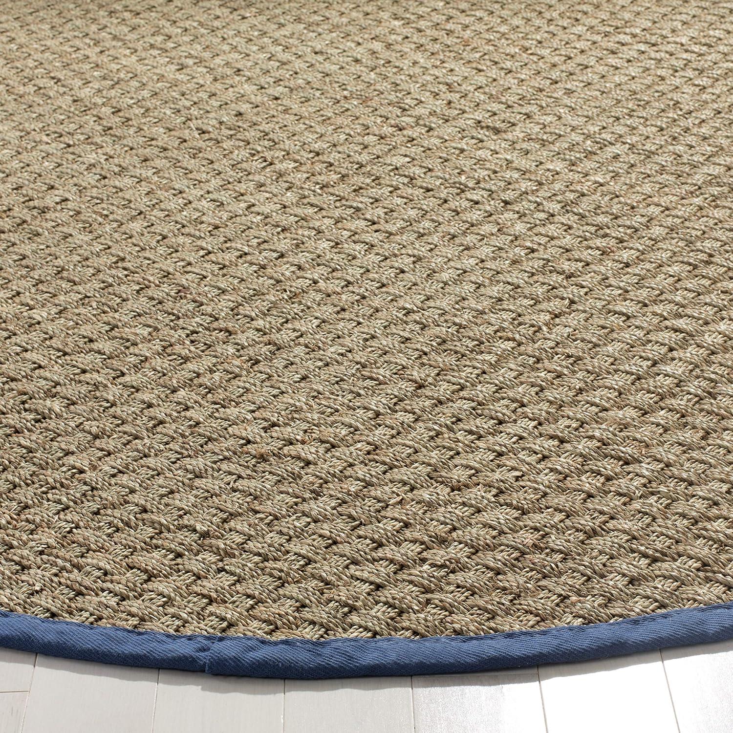 image:imageSAFAVIEH Area Rug 8x10 Natural Fiber Collection Large Natural amp Beige Seagrass Basketweave Pattern NF114ANaturalLight Navy