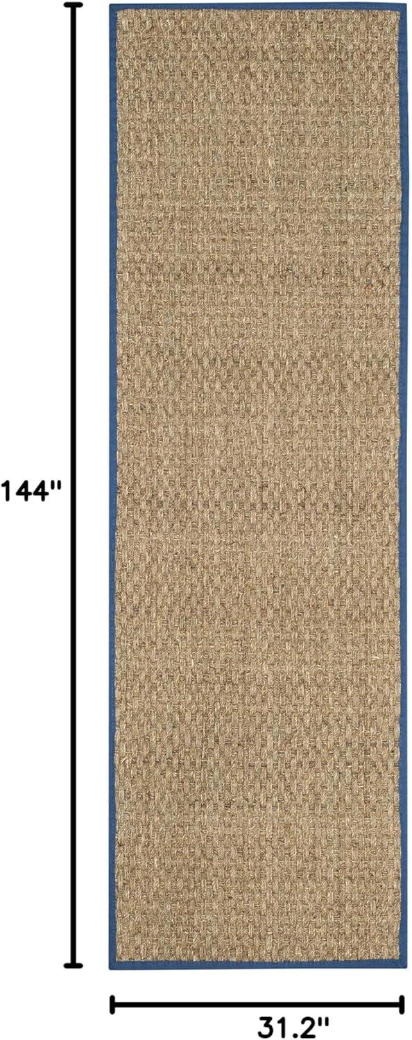 image:imageSAFAVIEH Area Rug 8x10 Natural Fiber Collection Large Natural amp Beige Seagrass Basketweave Pattern NF114ANaturalLight Navy
