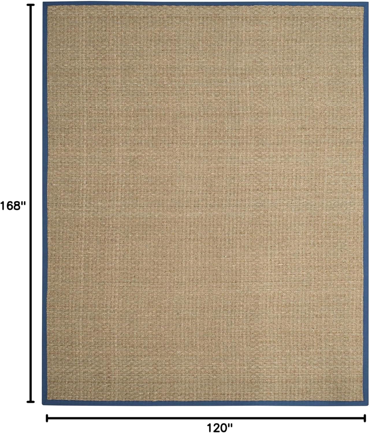 image:imageSAFAVIEH Area Rug 8x10 Natural Fiber Collection Large Natural amp Beige Seagrass Basketweave Pattern NF114ANaturalLight Navy