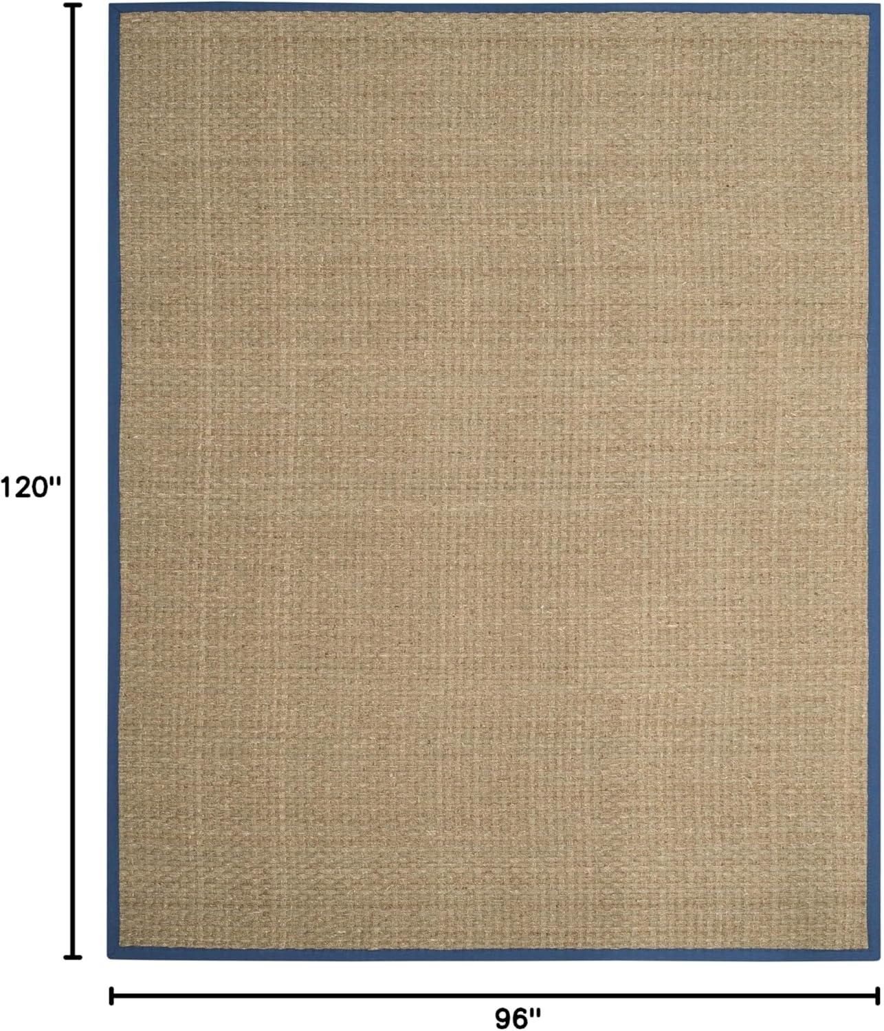image:imageSAFAVIEH Area Rug 8x10 Natural Fiber Collection Large Natural amp Beige Seagrass Basketweave Pattern NF114ANaturalLight Navy