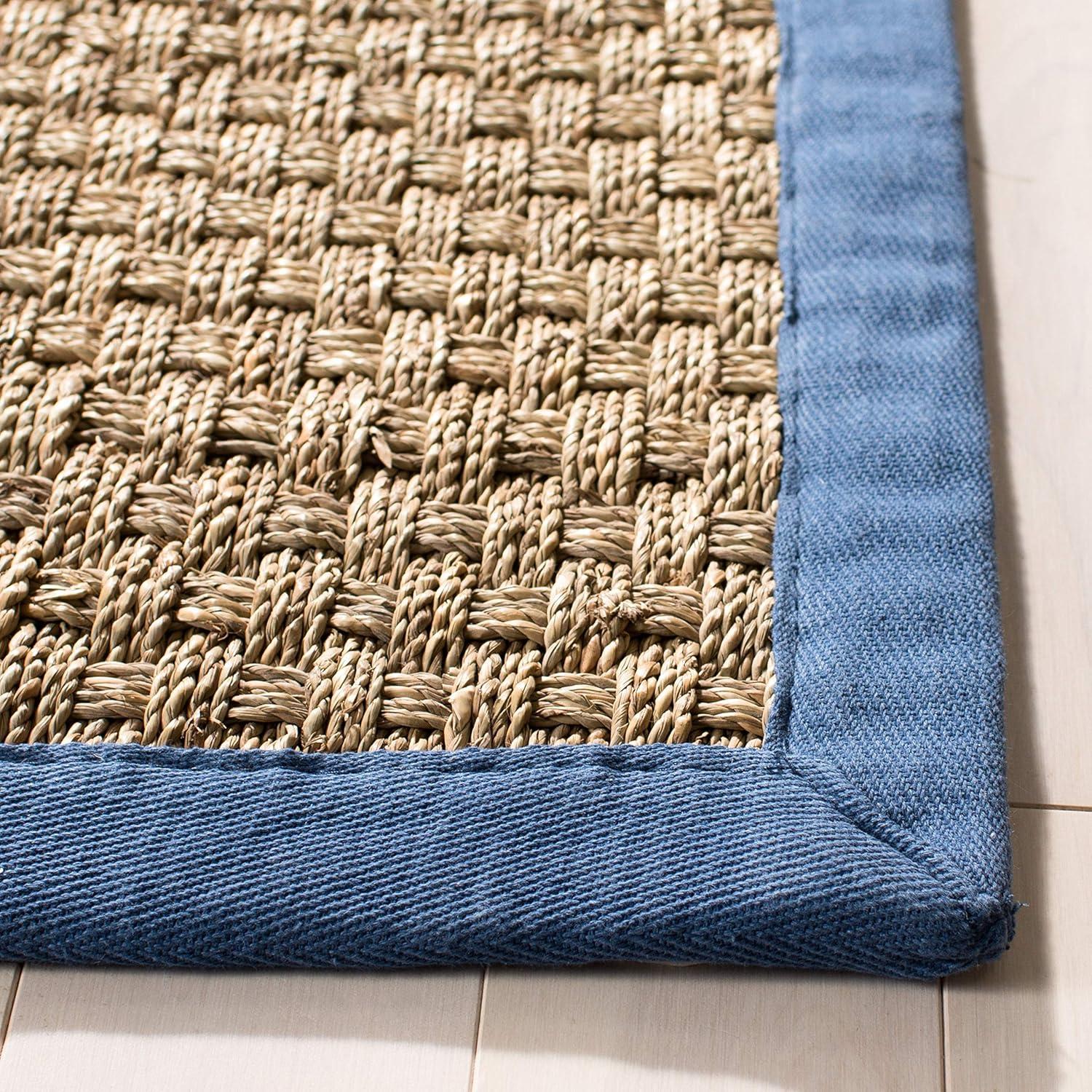 image:imageSAFAVIEH Area Rug 8x10 Natural Fiber Collection Large Natural amp Beige Seagrass Basketweave Pattern NF114ANaturalLight Navy