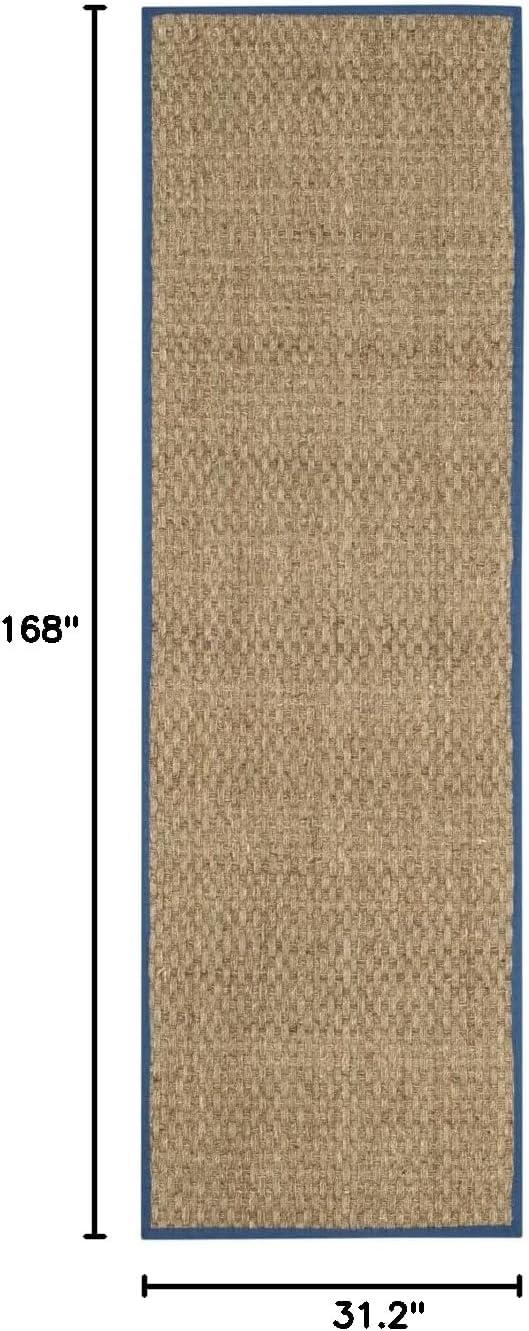 image:imageSAFAVIEH Area Rug 8x10 Natural Fiber Collection Large Natural amp Beige Seagrass Basketweave Pattern NF114ANaturalLight Navy
