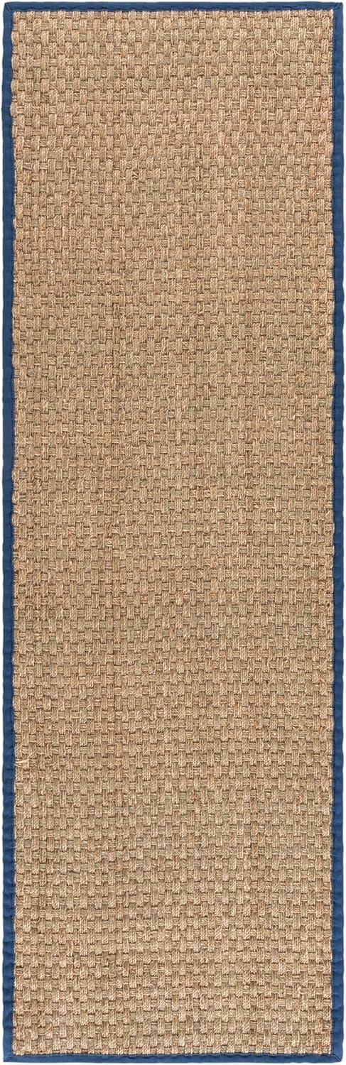 image:imageSAFAVIEH Area Rug 8x10 Natural Fiber Collection Large Natural amp Beige Seagrass Basketweave Pattern NF114ANaturalLight Navy