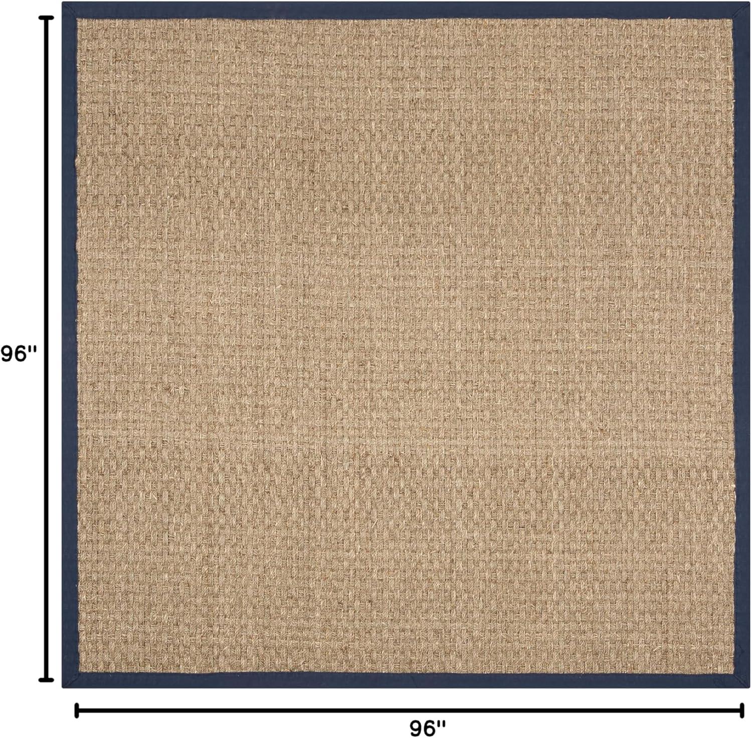 image:imageSAFAVIEH Area Rug 8x10 Natural Fiber Collection Large Natural amp Beige Seagrass Basketweave Pattern NF114ANaturalNavy Blue