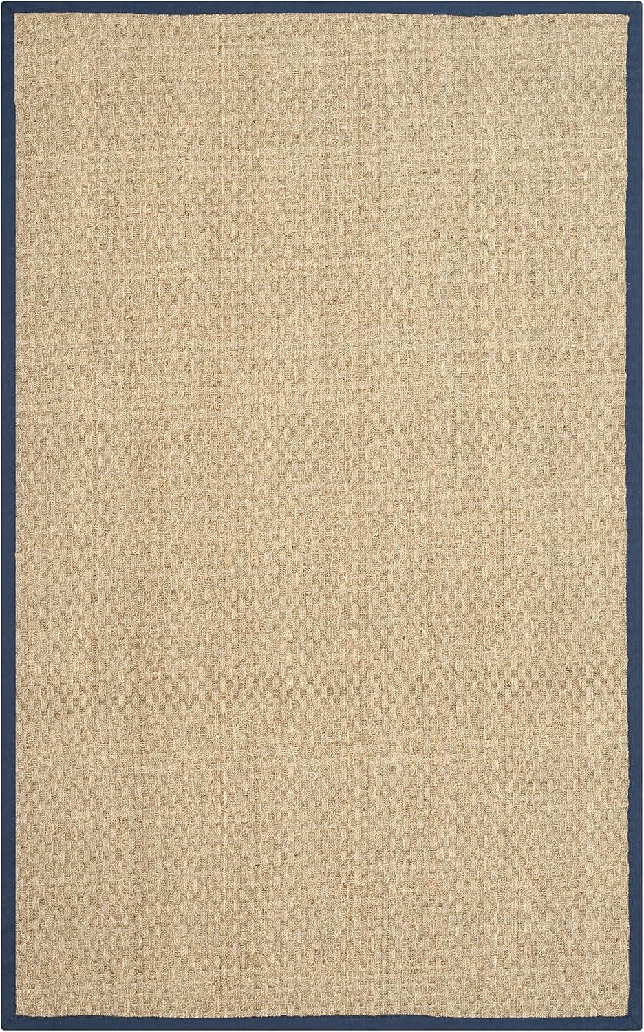 image:imageSAFAVIEH Area Rug 8x10 Natural Fiber Collection Large Natural amp Beige Seagrass Basketweave Pattern NF114ANaturalNavy Blue