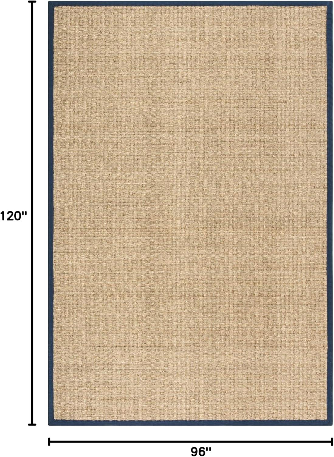 image:imageSAFAVIEH Area Rug 8x10 Natural Fiber Collection Large Natural amp Beige Seagrass Basketweave Pattern NF114ANaturalNavy Blue