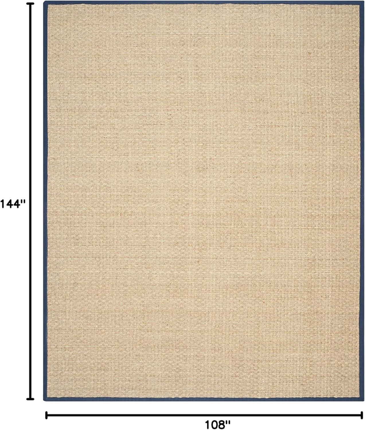 image:imageSAFAVIEH Area Rug 8x10 Natural Fiber Collection Large Natural amp Beige Seagrass Basketweave Pattern NF114ANaturalNavy Blue