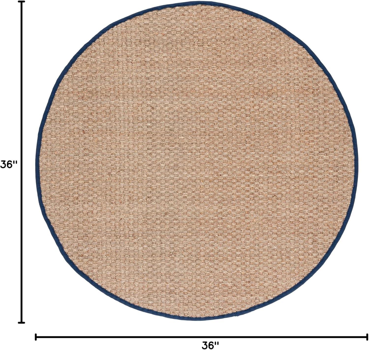 image:imageSAFAVIEH Area Rug 8x10 Natural Fiber Collection Large Natural amp Beige Seagrass Basketweave Pattern NF114ANaturalNavy Blue