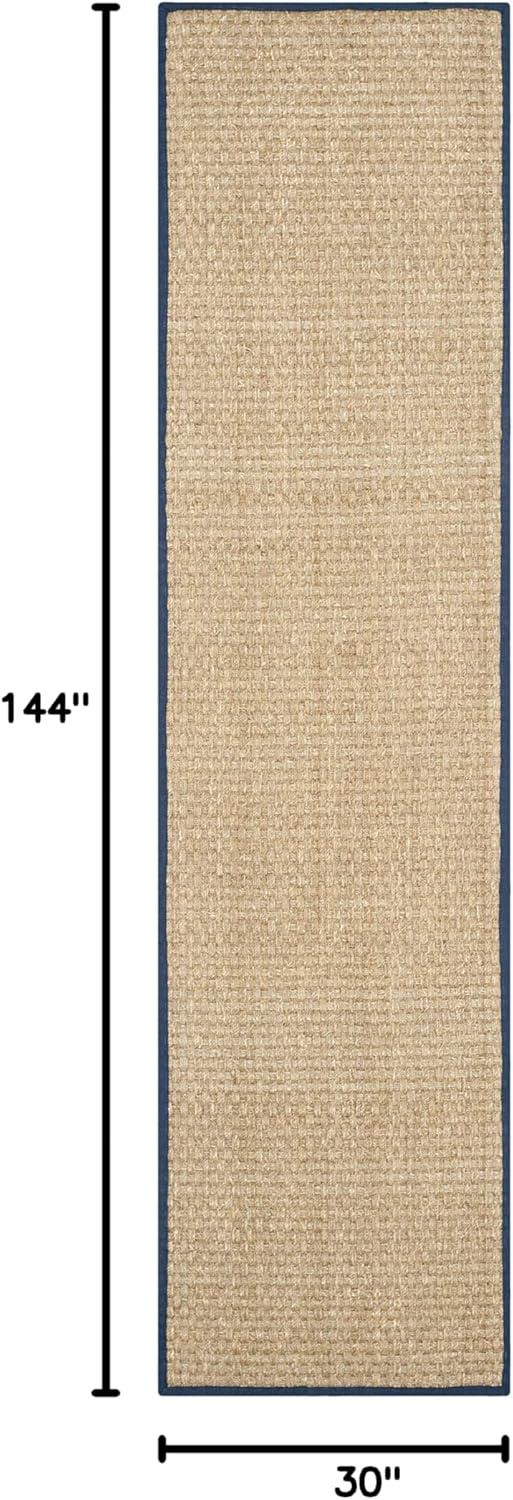image:imageSAFAVIEH Area Rug 8x10 Natural Fiber Collection Large Natural amp Beige Seagrass Basketweave Pattern NF114ANaturalNavy Blue