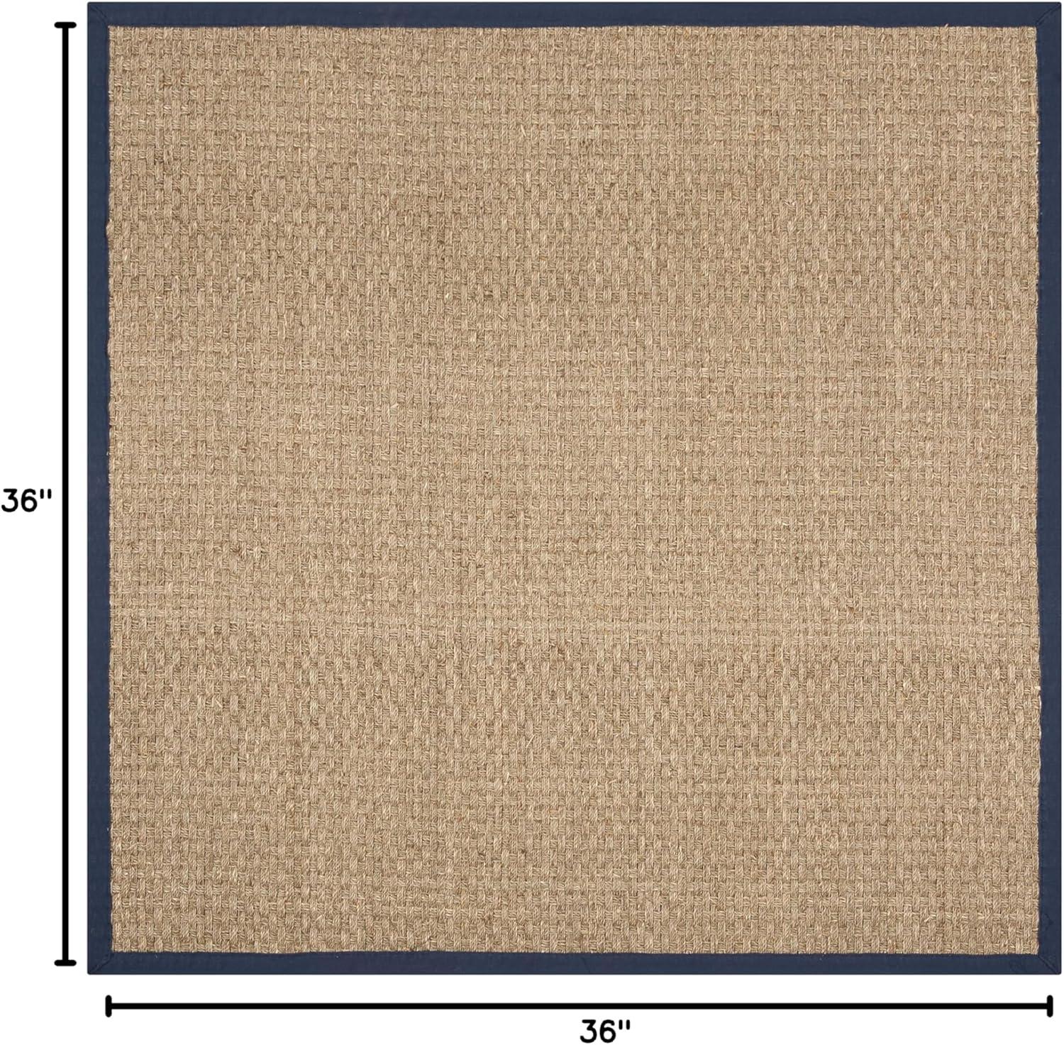 image:imageSAFAVIEH Area Rug 8x10 Natural Fiber Collection Large Natural amp Beige Seagrass Basketweave Pattern NF114ANaturalNavy Blue