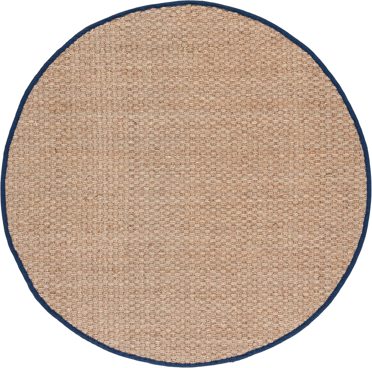 image:imageSAFAVIEH Area Rug 8x10 Natural Fiber Collection Large Natural amp Beige Seagrass Basketweave Pattern NF114ANaturalNavy Blue