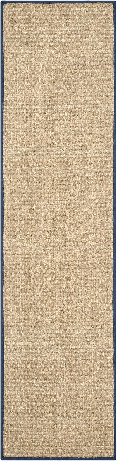 image:imageSAFAVIEH Area Rug 8x10 Natural Fiber Collection Large Natural amp Beige Seagrass Basketweave Pattern NF114ANaturalNavy Blue