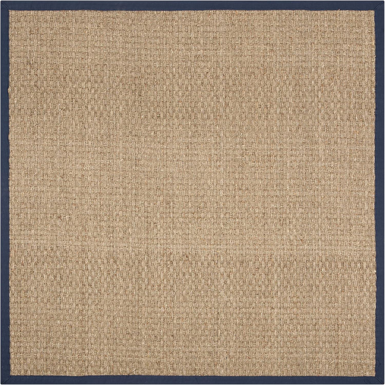 image:imageSAFAVIEH Area Rug 8x10 Natural Fiber Collection Large Natural amp Beige Seagrass Basketweave Pattern NF114ANaturalNavy Blue