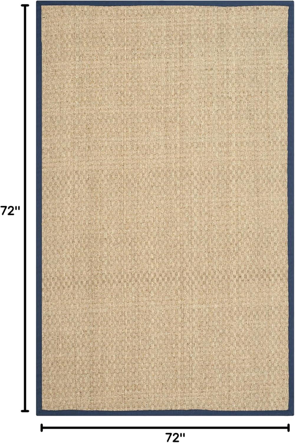 image:imageSAFAVIEH Area Rug 8x10 Natural Fiber Collection Large Natural amp Beige Seagrass Basketweave Pattern NF114ANaturalNavy Blue
