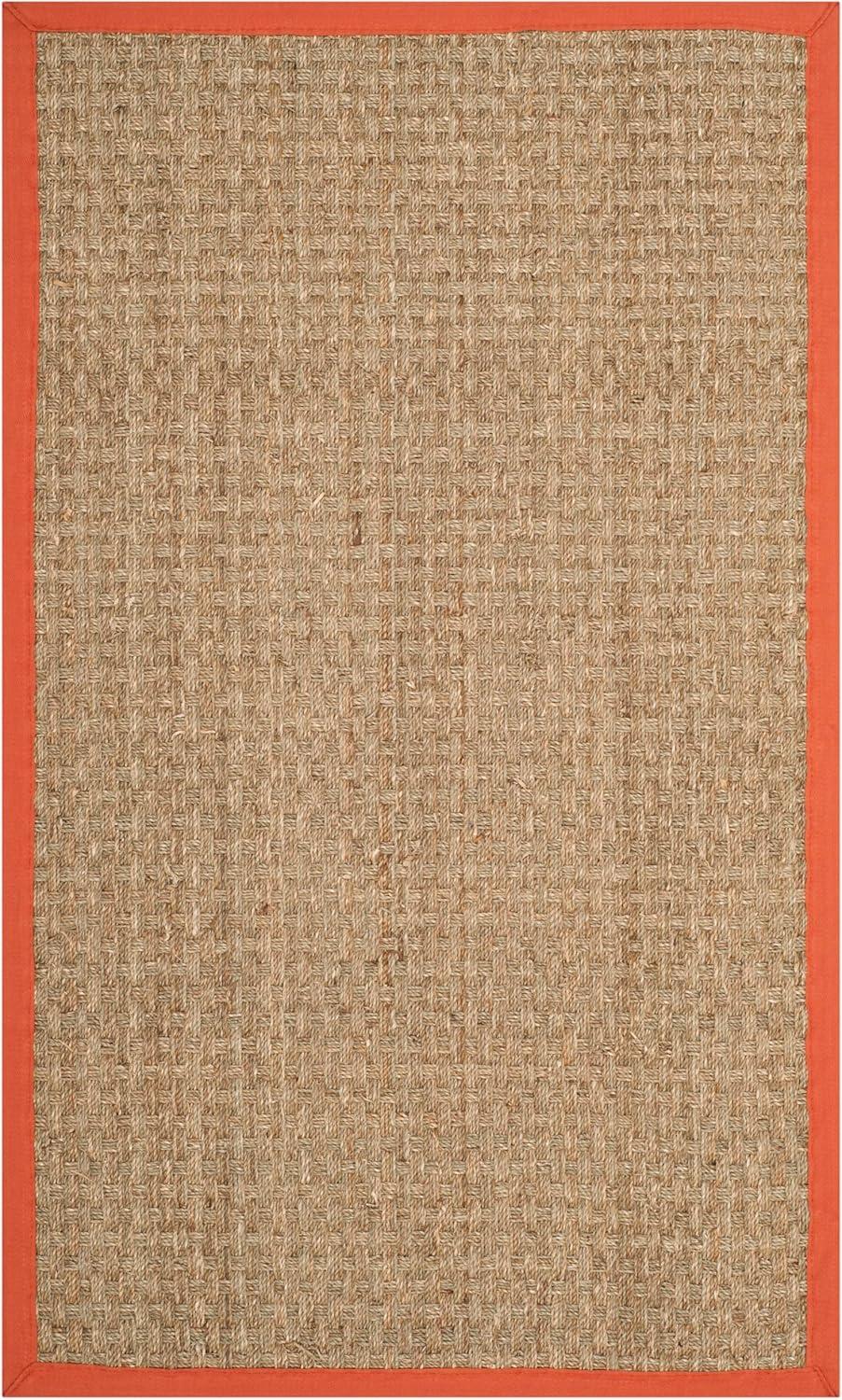 image:imageSAFAVIEH Area Rug 8x10 Natural Fiber Collection Large Natural amp Beige Seagrass Basketweave Pattern NF114ANaturalRust