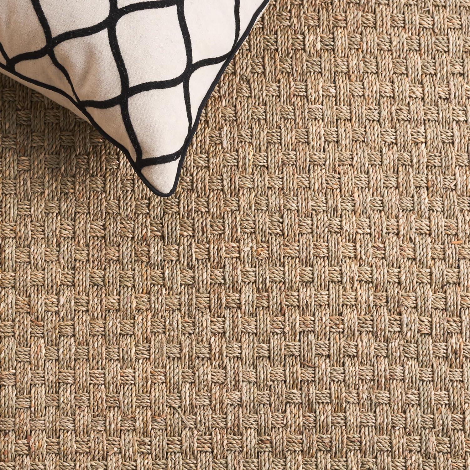image:imageSAFAVIEH Area Rug 8x10 Natural Fiber Collection Large Natural amp Beige Seagrass Basketweave Pattern NF114ANaturalRust