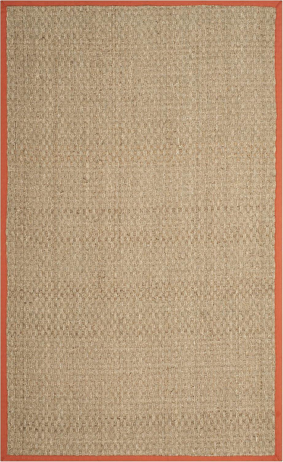 image:imageSAFAVIEH Area Rug 8x10 Natural Fiber Collection Large Natural amp Beige Seagrass Basketweave Pattern NF114ANaturalRust