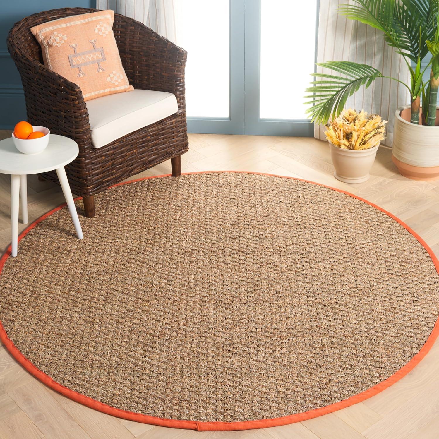 image:imageSAFAVIEH Area Rug 8x10 Natural Fiber Collection Large Natural amp Beige Seagrass Basketweave Pattern NF114ANaturalRust