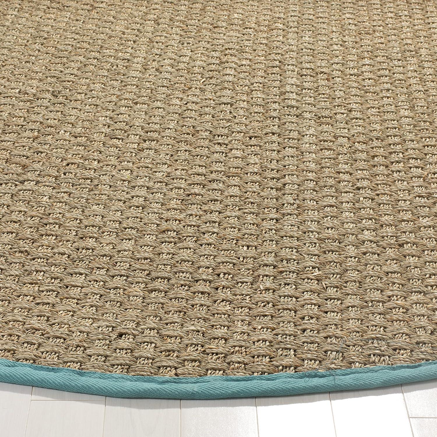 image:imageSAFAVIEH Area Rug 8x10 Natural Fiber Collection Large Natural amp Beige Seagrass Basketweave Pattern NF114ANaturalTeal