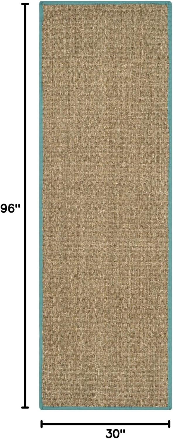image:imageSAFAVIEH Area Rug 8x10 Natural Fiber Collection Large Natural amp Beige Seagrass Basketweave Pattern NF114ANaturalTeal