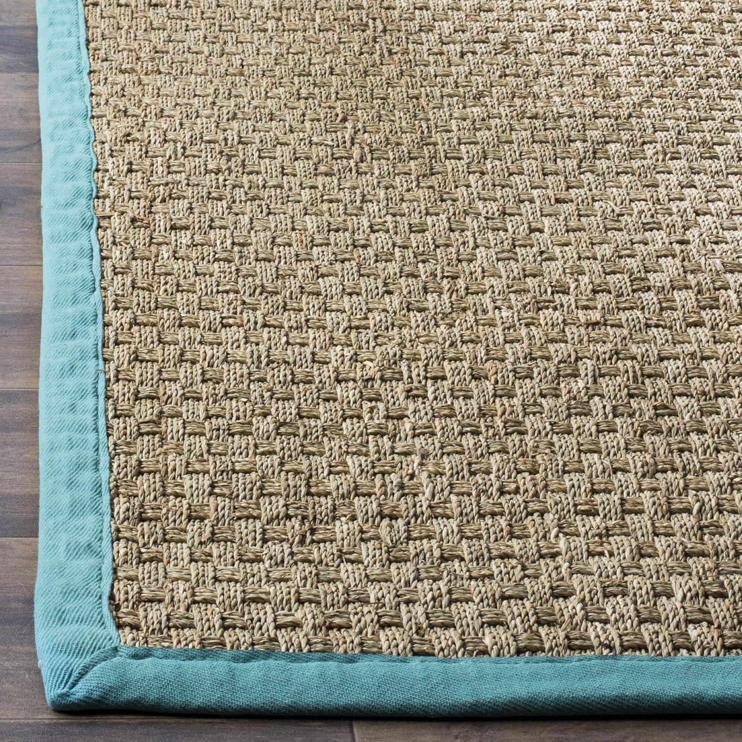 image:imageSAFAVIEH Area Rug 8x10 Natural Fiber Collection Large Natural amp Beige Seagrass Basketweave Pattern NF114ANaturalTeal