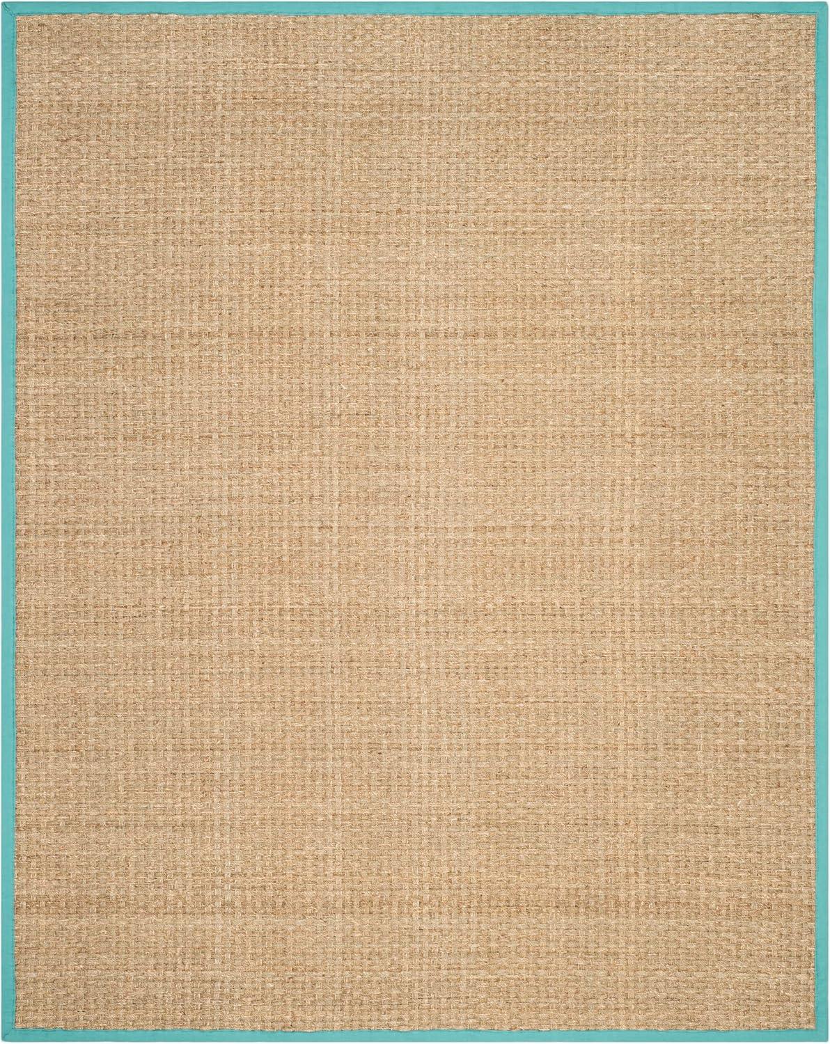 image:imageSAFAVIEH Area Rug 8x10 Natural Fiber Collection Large Natural amp Beige Seagrass Basketweave Pattern NF114ANaturalTeal
