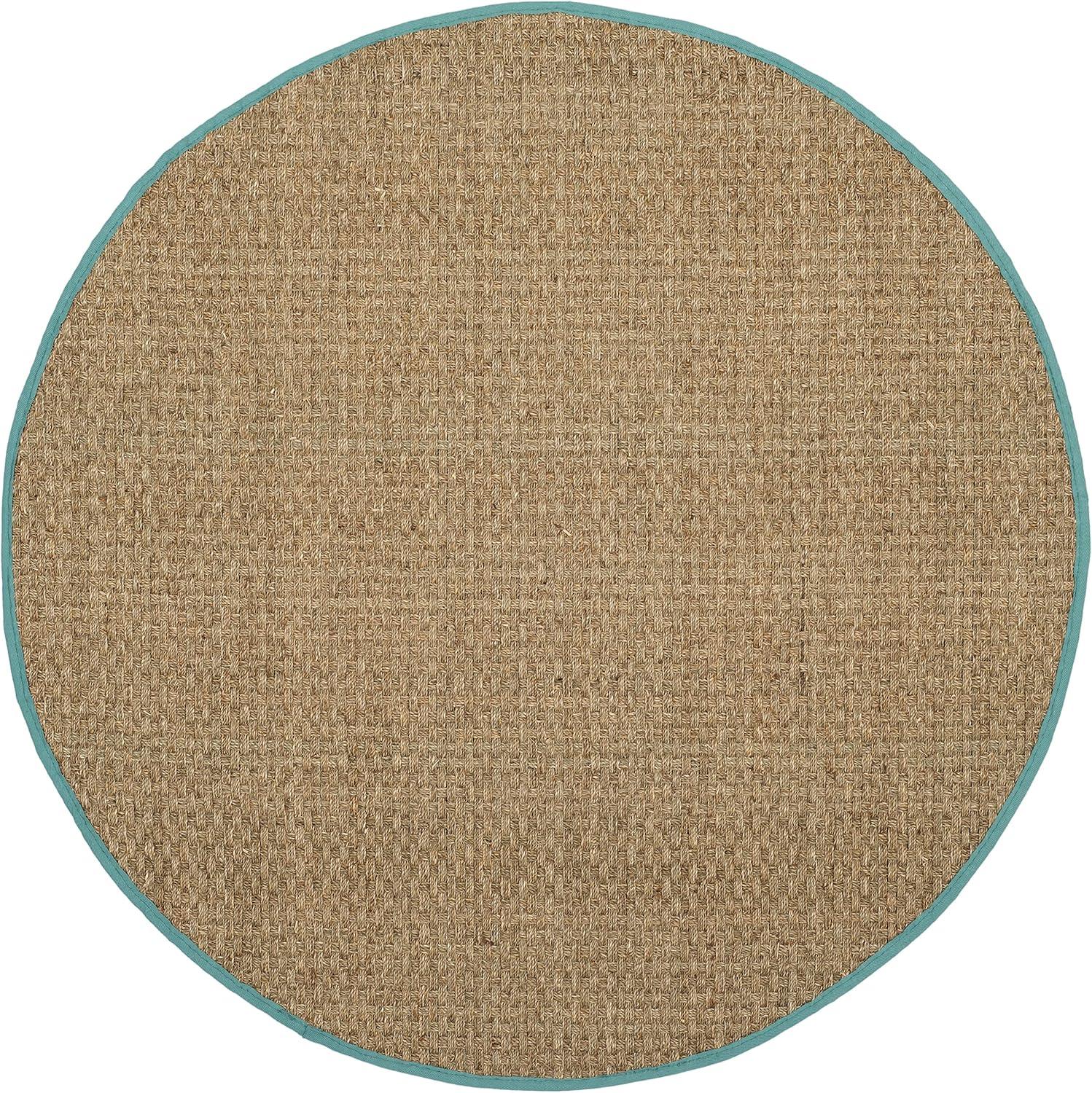 image:imageSAFAVIEH Area Rug 8x10 Natural Fiber Collection Large Natural amp Beige Seagrass Basketweave Pattern NF114ANaturalTeal