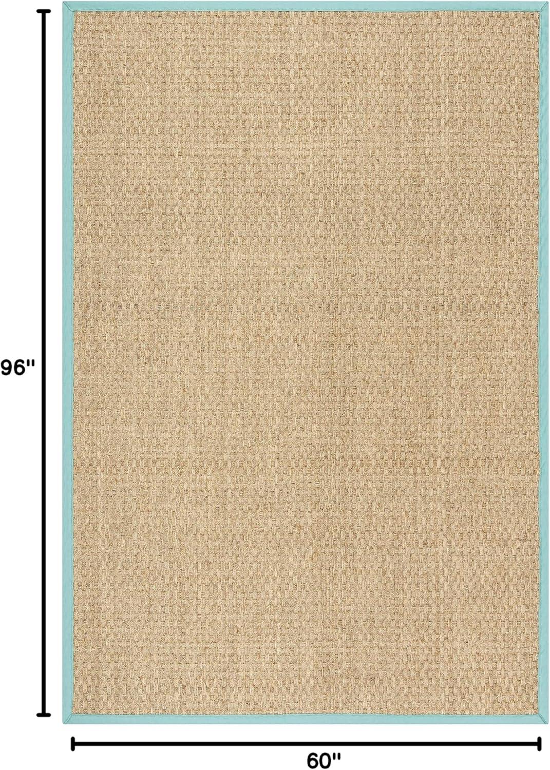 image:imageSAFAVIEH Area Rug 8x10 Natural Fiber Collection Large Natural amp Beige Seagrass Basketweave Pattern NF114ANaturalTeal