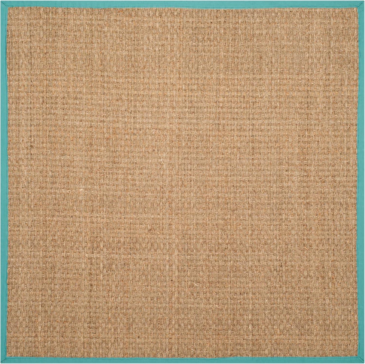 image:imageSAFAVIEH Area Rug 8x10 Natural Fiber Collection Large Natural amp Beige Seagrass Basketweave Pattern NF114ANaturalTeal