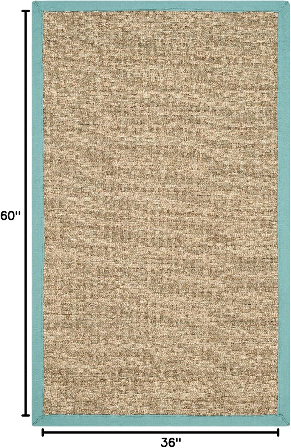 image:imageSAFAVIEH Area Rug 8x10 Natural Fiber Collection Large Natural amp Beige Seagrass Basketweave Pattern NF114ANaturalTeal