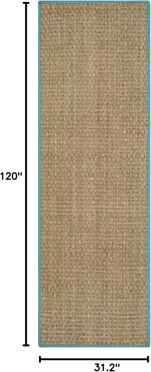 image:imageSAFAVIEH Area Rug 8x10 Natural Fiber Collection Large Natural amp Beige Seagrass Basketweave Pattern NF114ANaturalTeal