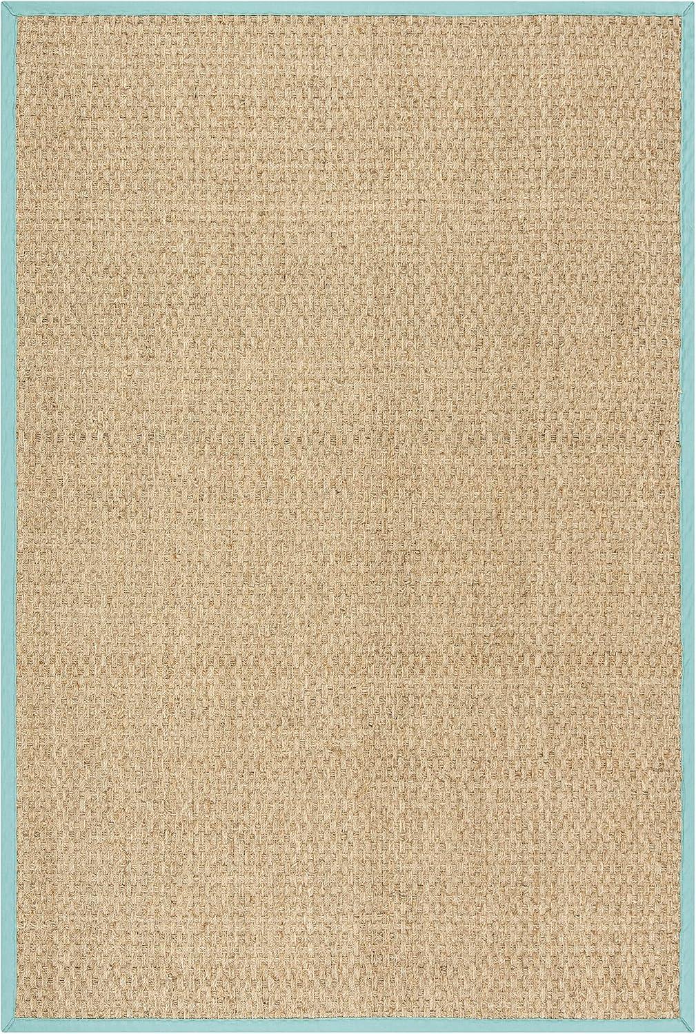 image:imageSAFAVIEH Area Rug 8x10 Natural Fiber Collection Large Natural amp Beige Seagrass Basketweave Pattern NF114ANaturalTeal