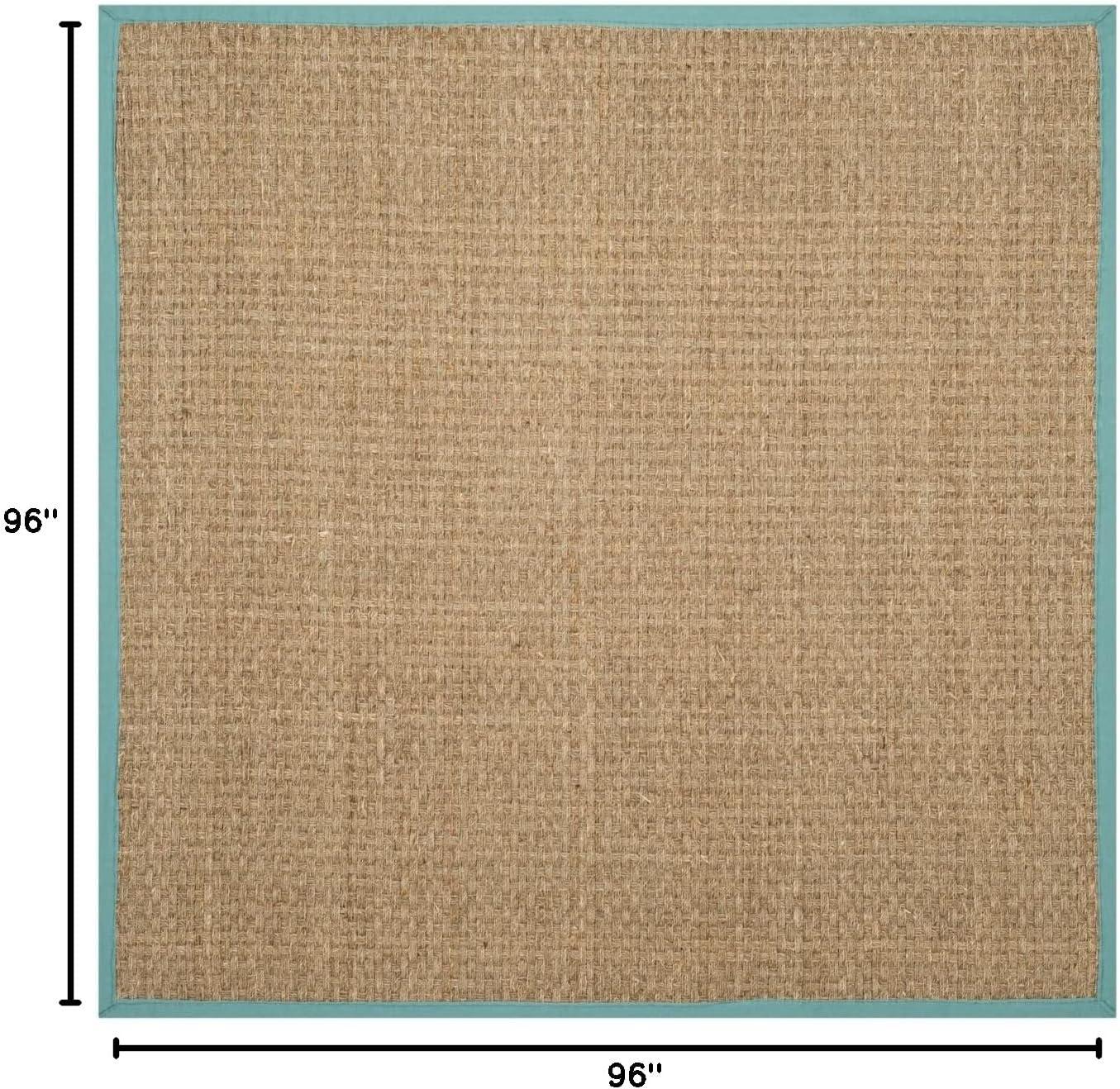 image:imageSAFAVIEH Area Rug 8x10 Natural Fiber Collection Large Natural amp Beige Seagrass Basketweave Pattern NF114ANaturalTeal