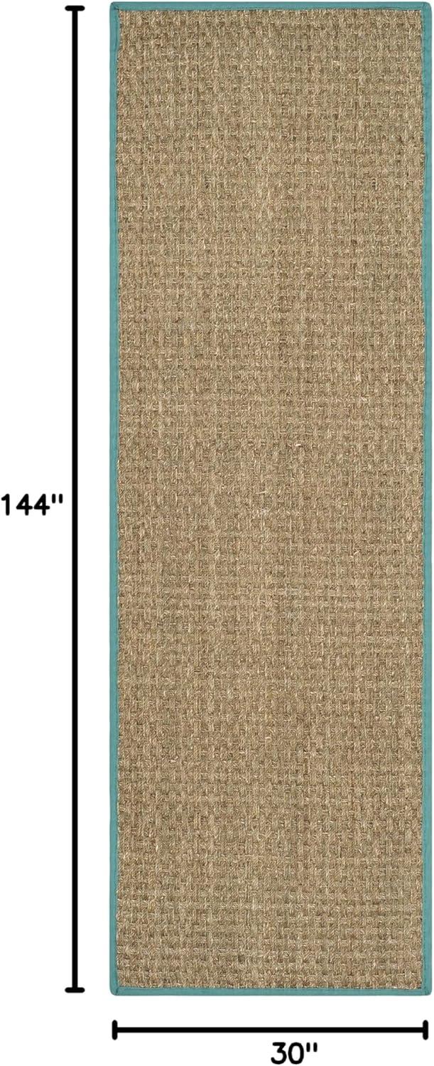 image:imageSAFAVIEH Area Rug 8x10 Natural Fiber Collection Large Natural amp Beige Seagrass Basketweave Pattern NF114ANaturalTeal